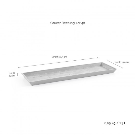Saucer rectangular 48 White Grey Rectangular saucers 
