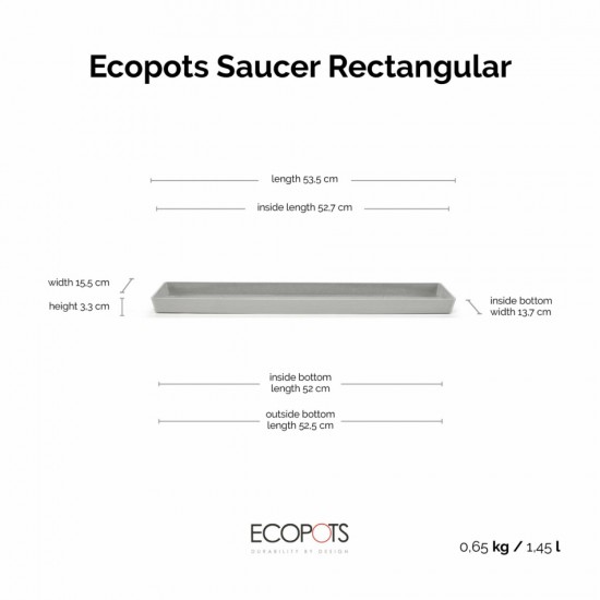 Saucer rectangular 55 White Grey Rectangular saucers 