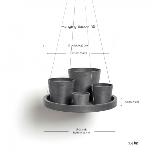 Hanging saucer Grey Round pots Hanging saucer Grey Round pots