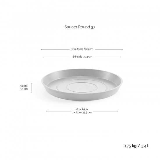 Saucer round 37 White Grey Round saucers 