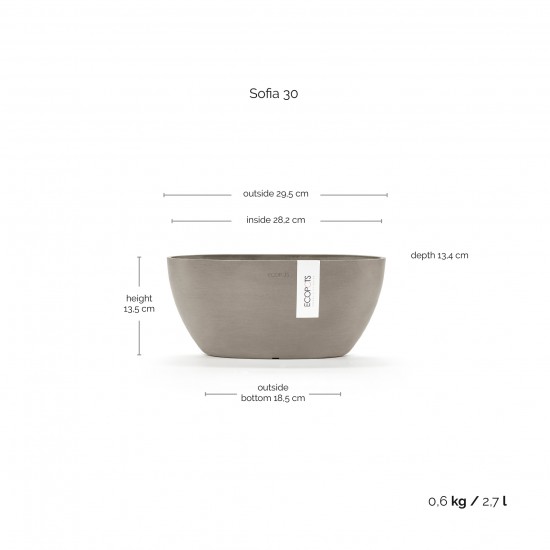 Oval pot Sofia 30 Taupe Sofia pot Oval pot Sofia 30 Taupe Sofia pot