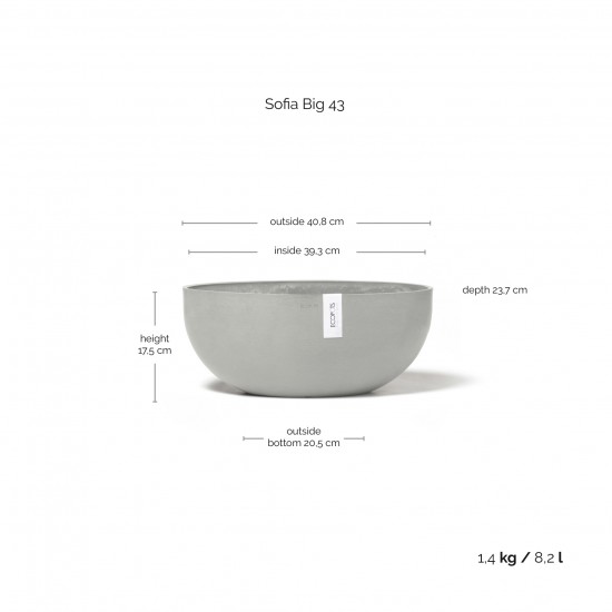 Oval pot Sofia Big 43 White Grey Sofia big pot Oval pot Sofia Big 43 White Grey Sofia big pot