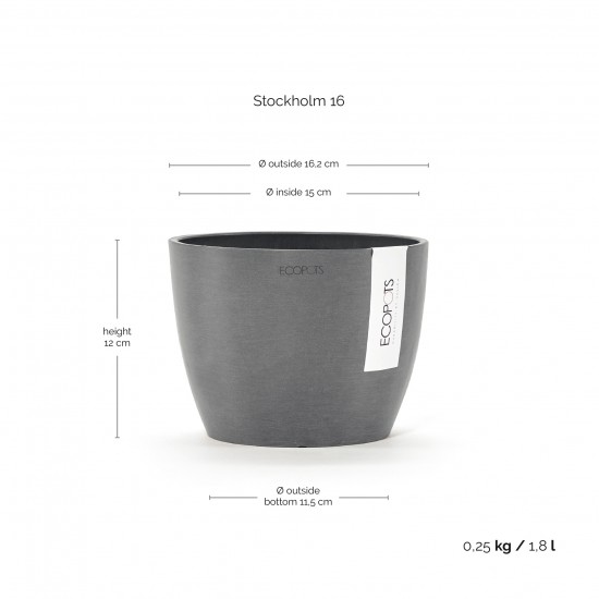Stockholm 16 round small pot Grey Stockholm pot Stockholm 16 round small pot Grey Stockholm pot