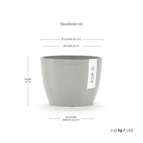 Stockholm 16 round small pot White Grey Stockholm pot Stockholm 16 round small pot White Grey Stockholm pot